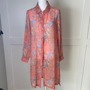 Floral Pink Button-Up Cover up size medium
